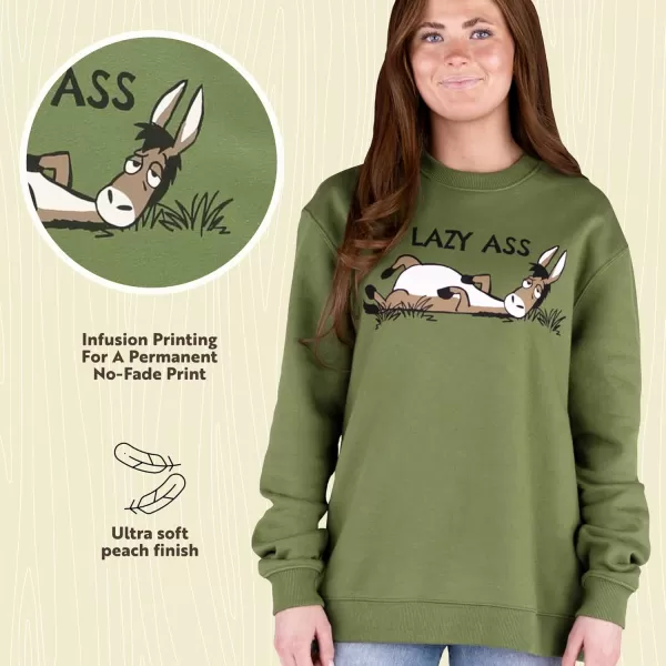 Lazy One Unisex Sweatshirt for Men and Women Novelty Crewneck Sweater Comfortable OuterwearLazy Ass