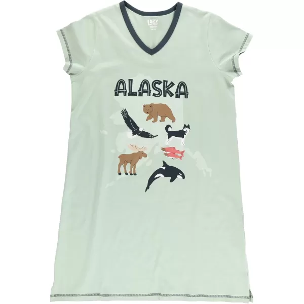 Lazy One Womens Nightgown Funny VNeck Sleep Shirt for Women Bear ampamp Moose Pajama ShirtsAlaska Nightshirt