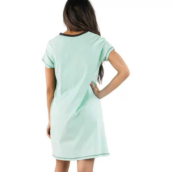 Lazy One Womens Nightgown Funny VNeck Sleep Shirt for Women Bear ampamp Moose Pajama ShirtsBearly Awake Blue Nightshirt