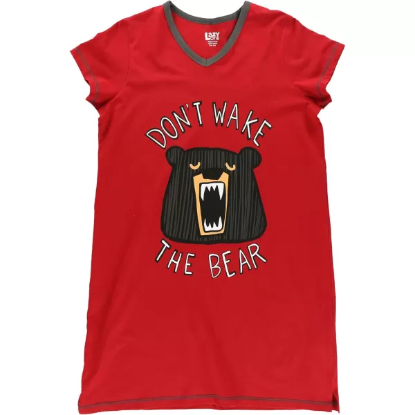 Lazy One Womens Nightgown Funny VNeck Sleep Shirt for Women Bear ampamp Moose Pajama ShirtsDont Wake the Bear Nightshirt