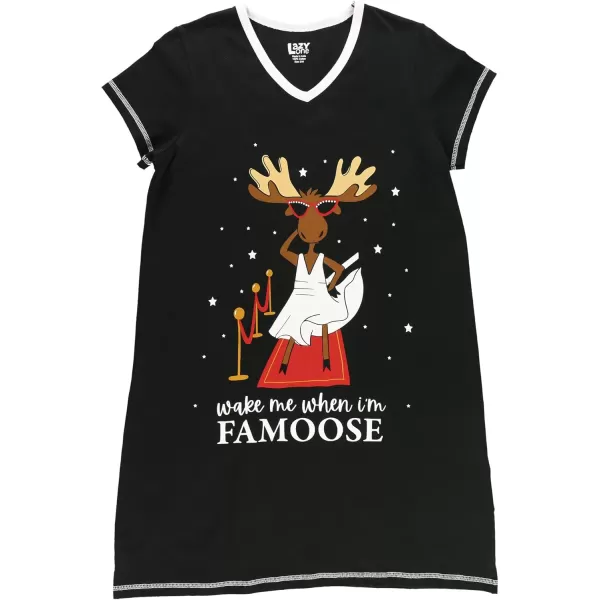 Lazy One Womens Nightgown Funny VNeck Sleep Shirt for Women Bear ampamp Moose Pajama ShirtsFamoose Nightshirt