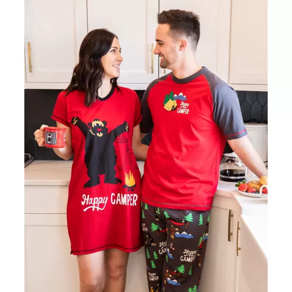 Lazy One Womens Nightgown Funny VNeck Sleep Shirt for Women Bear ampamp Moose Pajama ShirtsHappy Camper Nightshirt