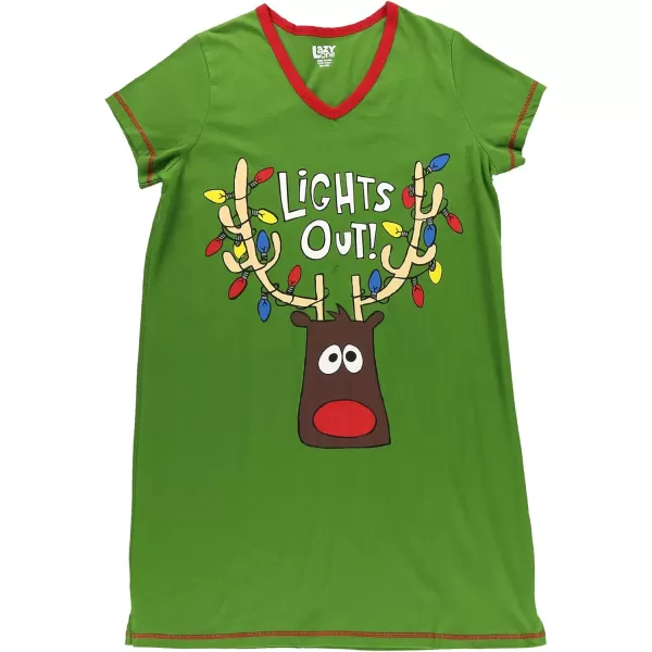 Lazy One Womens Nightgown Funny VNeck Sleep Shirt for Women Bear ampamp Moose Pajama ShirtsLights Out Nightshirt