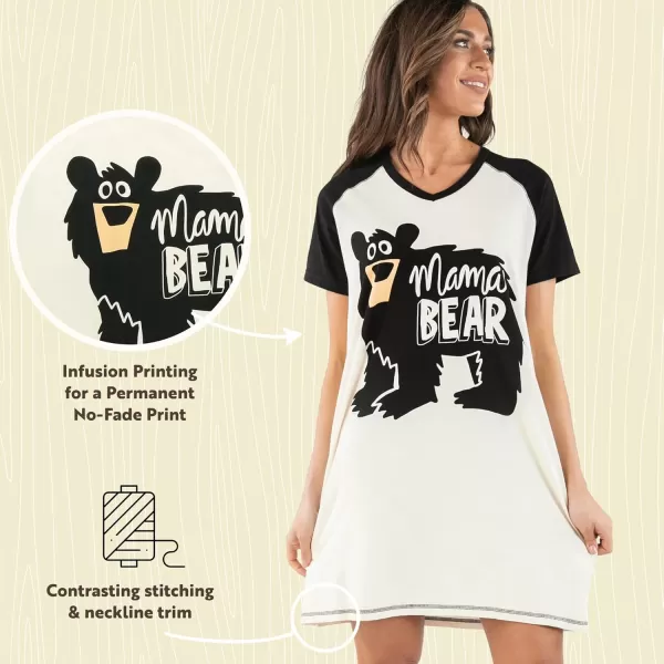 Lazy One Womens Nightgown Funny VNeck Sleep Shirt for Women Bear ampamp Moose Pajama ShirtsMama Bear Nightshirt