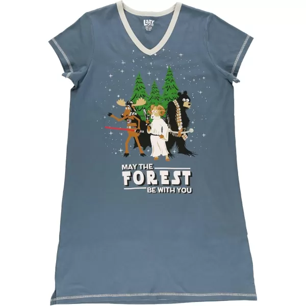 Lazy One Womens Nightgown Funny VNeck Sleep Shirt for Women Bear ampamp Moose Pajama ShirtsMay the Forest Be With You Nightshirt