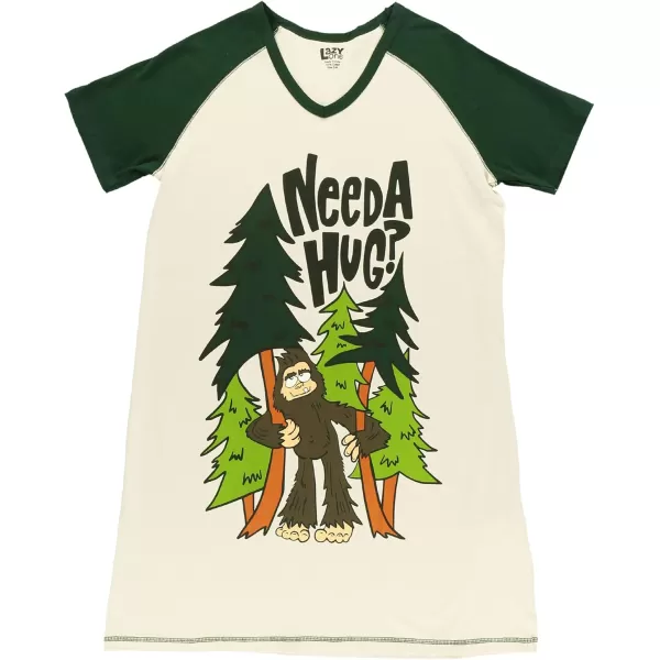 Lazy One Womens Nightgown Funny VNeck Sleep Shirt for Women Bear ampamp Moose Pajama ShirtsNeed a Hug Bigfoot Nightshirt
