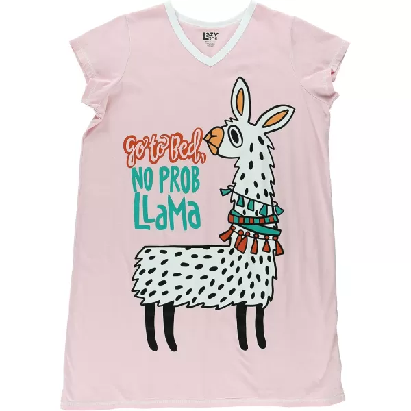 Lazy One Womens Nightgown Funny VNeck Sleep Shirt for Women Novelty Pajama ShirtGo to Bed  No Probllama Night Shirt