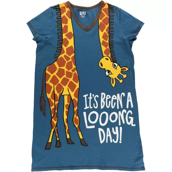 Lazy One Womens Nightgown Funny VNeck Sleep Shirt for Women Novelty Pajama ShirtLooong Day Giraffe Nightshirt