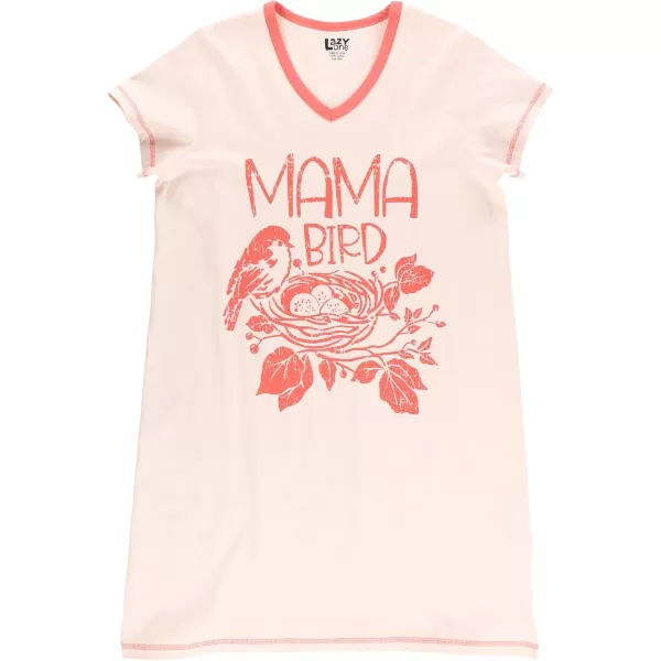 Lazy One Womens Nightgown Funny VNeck Sleep Shirt for Women Novelty Pajama ShirtMama Bird Nightshirt