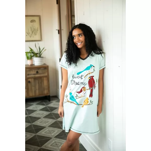 Lazy One Womens Nightgown Funny VNeck Sleep Shirt for Women Novelty Pajama ShirtTweet Dreams Nightshirt