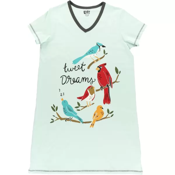 Lazy One Womens Nightgown Funny VNeck Sleep Shirt for Women Novelty Pajama ShirtTweet Dreams Nightshirt