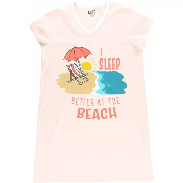 Lazy One Womens Nightgown Funny VNeck Sleep Shirt for Women Novelty Pajama ShirtsBetter at the Beach Nightshirts