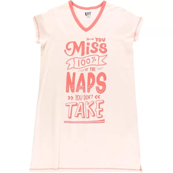 Lazy One Womens Nightgown Funny VNeck Sleep Shirt for Women Novelty Pajama ShirtsMiss Nap Nightshirts