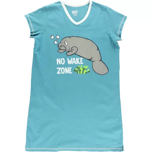 Lazy One Womens Nightgown Funny VNeck Sleep Shirt for Women Novelty Pajama ShirtsNo Wake Zone Nightshirt