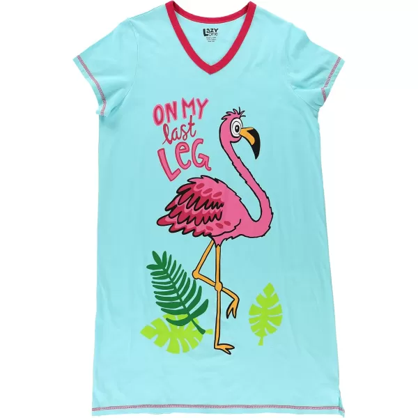 Lazy One Womens Nightgown Funny VNeck Sleep Shirt for Women Novelty Pajama ShirtsOn My Last Leg Flamingo Nightshirt