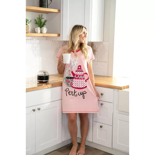 Lazy One Womens Nightgown Funny VNeck Sleep Shirt for Women Novelty Pajama ShirtsPerk Up Nightshirt