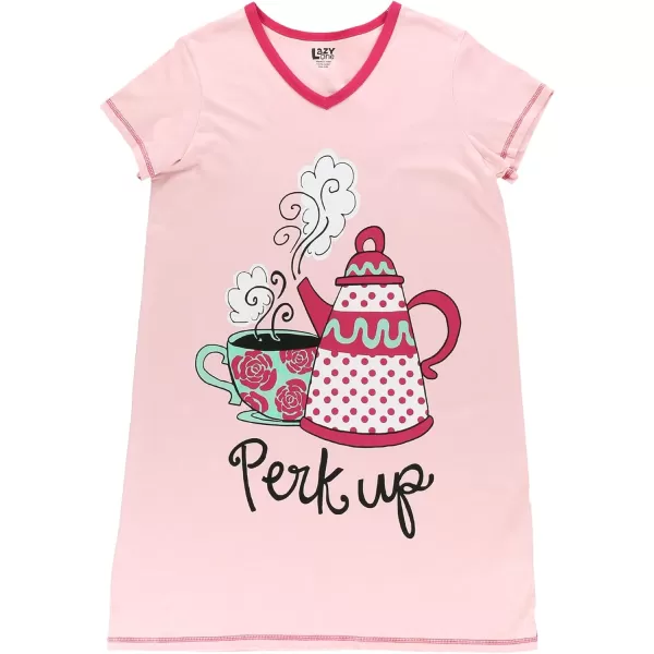 Lazy One Womens Nightgown Funny VNeck Sleep Shirt for Women Novelty Pajama ShirtsPerk Up Nightshirt