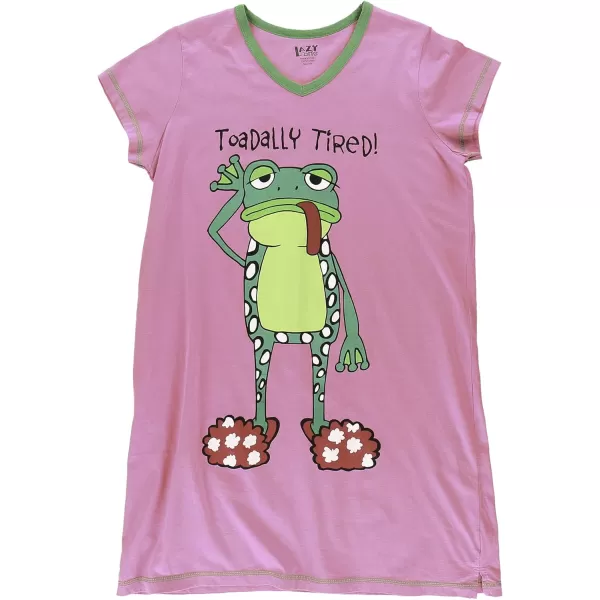 Lazy One Womens Nightgown Funny VNeck Sleep Shirt for Women Novelty Pajama ShirtsToadally Tired Nightshirt