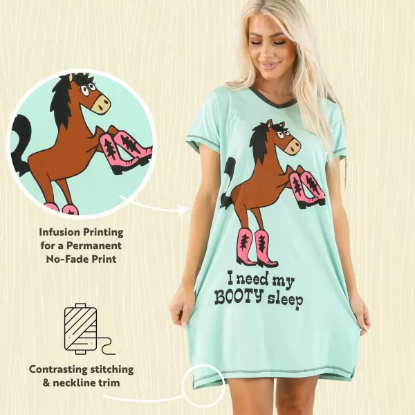 Lazy One Womens Nightgown Funny VNeck Sleep Shirt for Women Novelty Pajama TeesBlue Booty Sleep Nightshirt