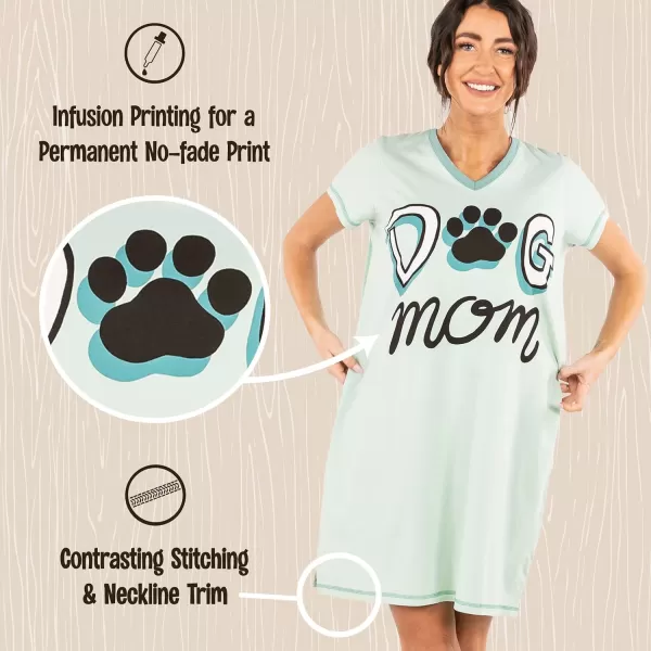 Lazy One Womens Nightgown Funny VNeck Sleep Shirt for Women Novelty Pajama TeesDog Mom Nightshirt