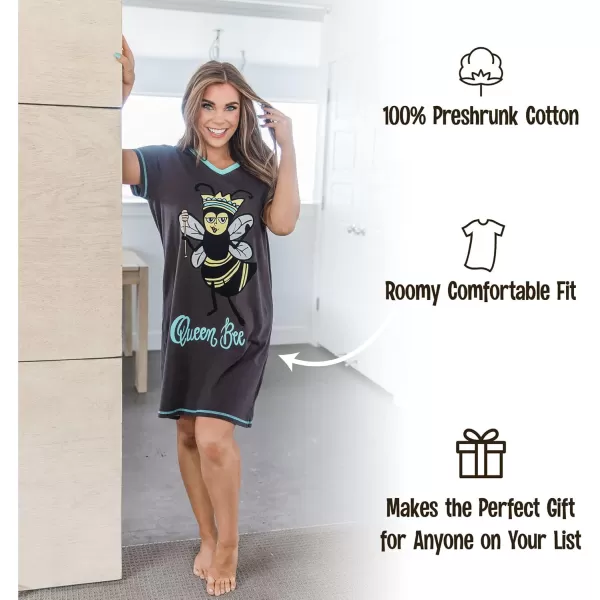 Lazy One Womens Nightgown Funny VNeck Sleep Shirt for Women Novelty Pajama TeesFree Spirit Nightshirt