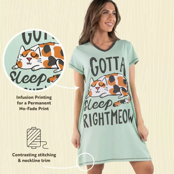 Lazy One Womens Nightgown Funny VNeck Sleep Shirt for Women Novelty Pajama TeesGotta Sleep Meow Nightshirt