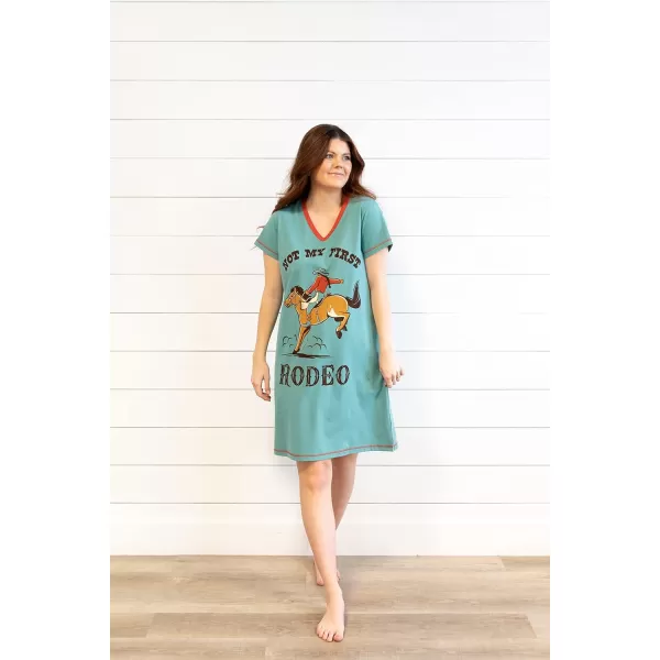 Lazy One Womens Nightgown Funny VNeck Sleep Shirt for Women Novelty Pajama TeesRodeo Nightshirts