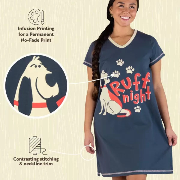 Lazy One Womens Nightgown Funny VNeck Sleep Shirt for Women Novelty Pajama TeesRuff Night Nightshirt