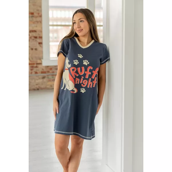 Lazy One Womens Nightgown Funny VNeck Sleep Shirt for Women Novelty Pajama TeesRuff Night Nightshirt