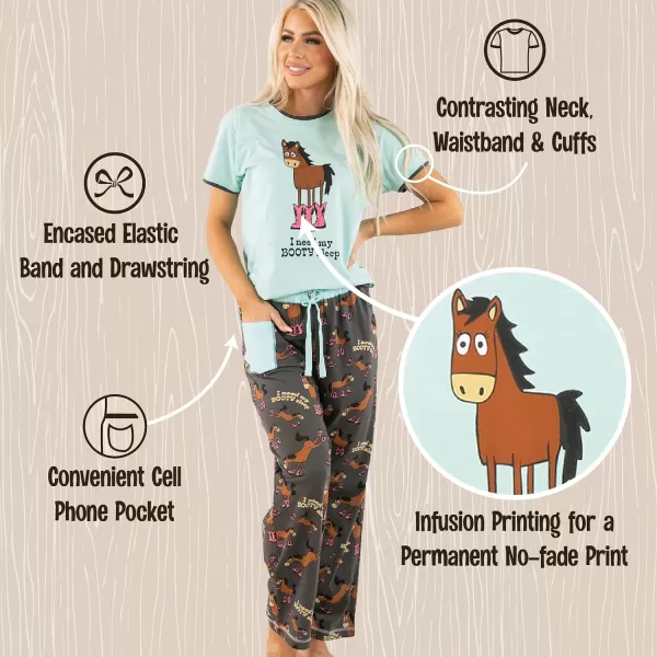 Lazy One Womens Pajama Set Short Sleeves with Cute Prints Relaxed FitBooty Sleep Pajama Set