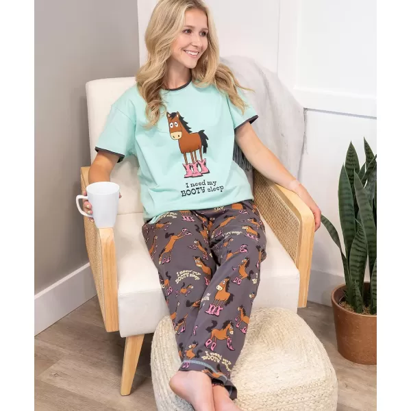 Lazy One Womens Pajama Set Short Sleeves with Cute Prints Relaxed FitBooty Sleep Pajama Set