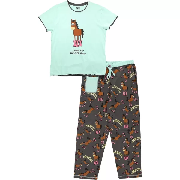 Lazy One Womens Pajama Set Short Sleeves with Cute Prints Relaxed FitBooty Sleep Pajama Set