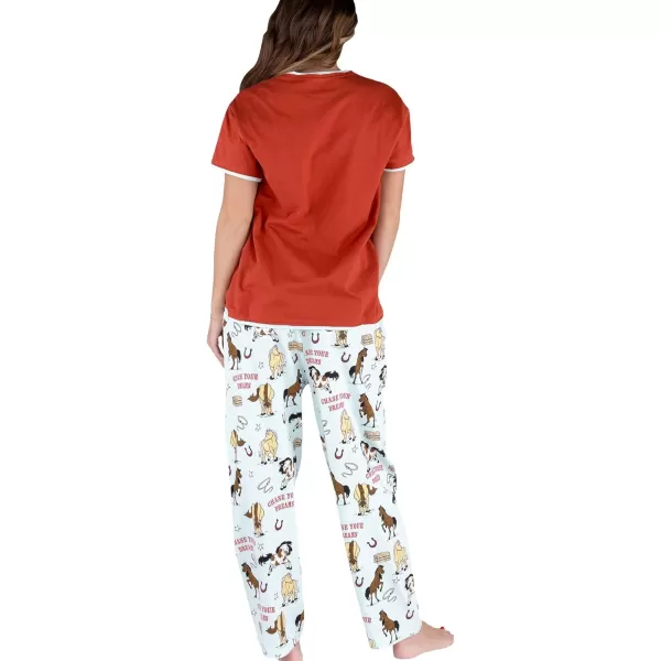 Lazy One Womens Pajama Set Short Sleeves with Cute Prints Relaxed FitChase Your Dreams Horse Pajama Set