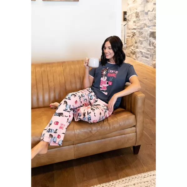 Lazy One Womens Pajama Set Short Sleeves with Cute Prints Relaxed FitDont Do Mornings Horse Pajama Set