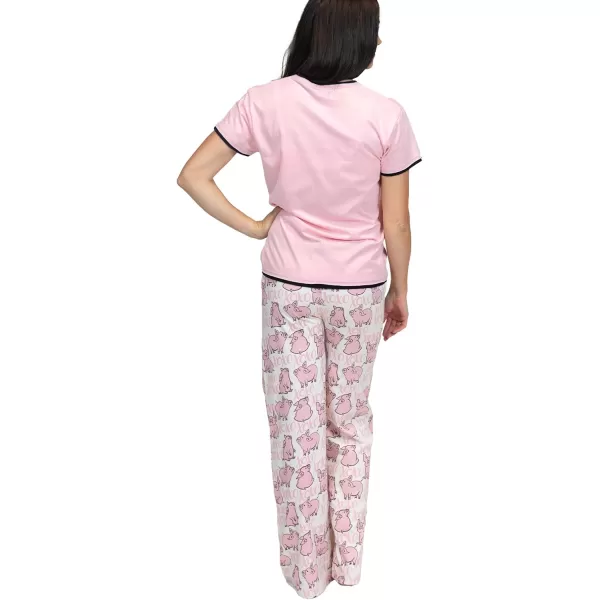Lazy One Womens Pajama Set Short Sleeves with Cute Prints Relaxed FitHogs  Kisses Pj Set