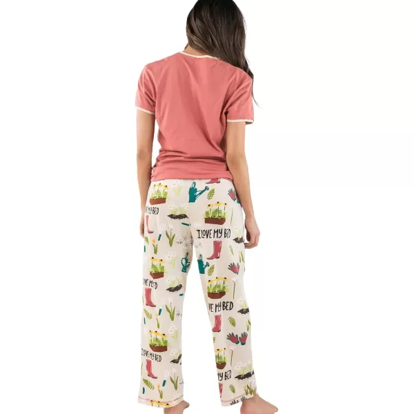 Lazy One Womens Pajama Set Short Sleeves with Cute Prints Relaxed FitLove My Bed Pj Set