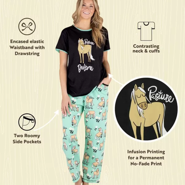 Lazy One Womens Pajama Set Short Sleeves with Cute Prints Relaxed FitPasture Bedtime Mint Pajama Set
