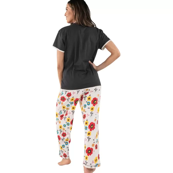Lazy One Womens Pajama Set Short Sleeves with Cute Prints Relaxed FitRise  Shine Flowers Pj Set