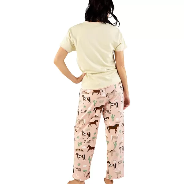 Lazy One Womens Pajama Set Short Sleeves with Cute Prints Relaxed FitWild  Free Pajama Set