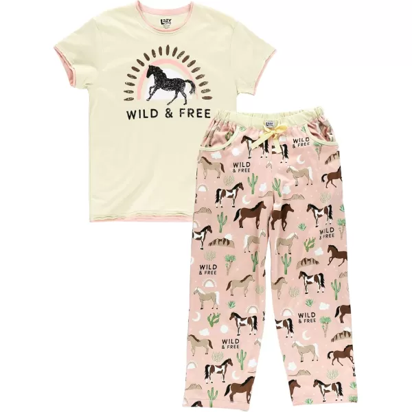 Lazy One Womens Pajama Set Short Sleeves with Cute Prints Relaxed FitWild  Free Pajama Set