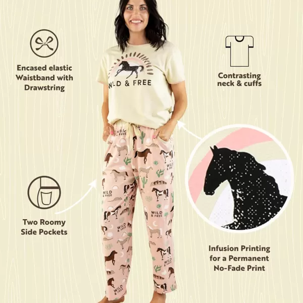 Lazy One Womens Pajama Set Short Sleeves with Cute Prints Relaxed FitWild  Free Pajama Set
