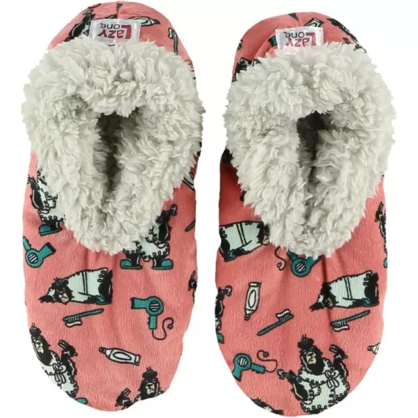 Lazy One Fuzzy Feet Slipper Socks for Women Cute FleeceLined House Slippers NonSkid Slipper SocksBear in Am Grey Fuzzy Feet