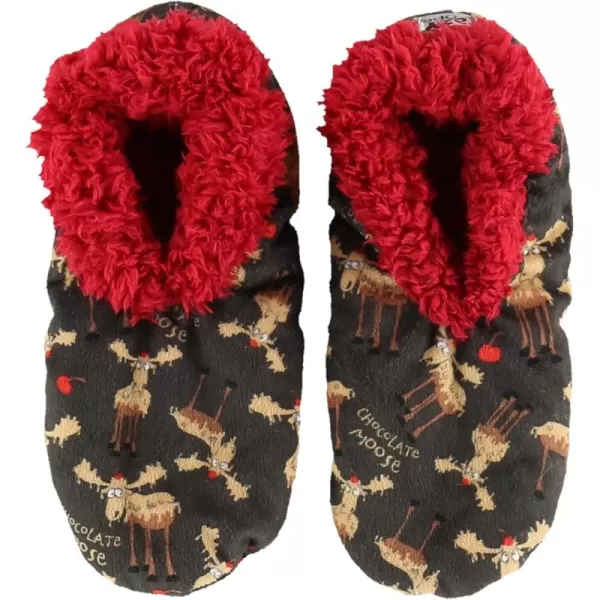 Lazy One Fuzzy Feet Slipper Socks for Women Cute FleeceLined House Slippers NonSkid Slipper SocksChocolate Moose Fuzzy Feet