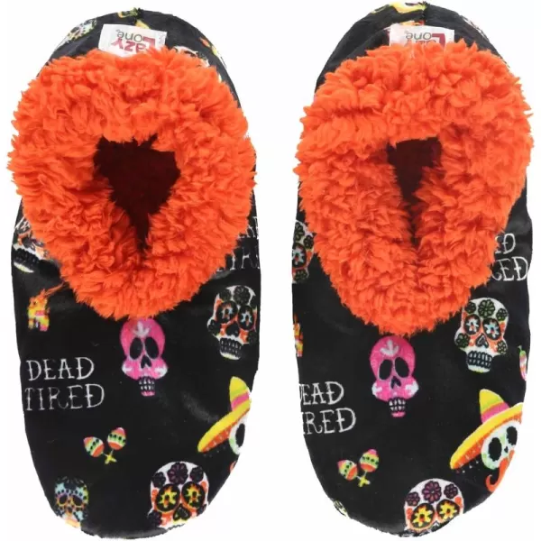 Lazy One Fuzzy Feet Slippers for Women Cute FleeceLined House Slippers Cute Slipper SocksDead Tired Orange Fuzzy Feet