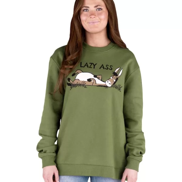 Lazy One Unisex Sweatshirt for Men and Women Novelty Crewneck Sweater Comfortable OuterwearLazy Ass