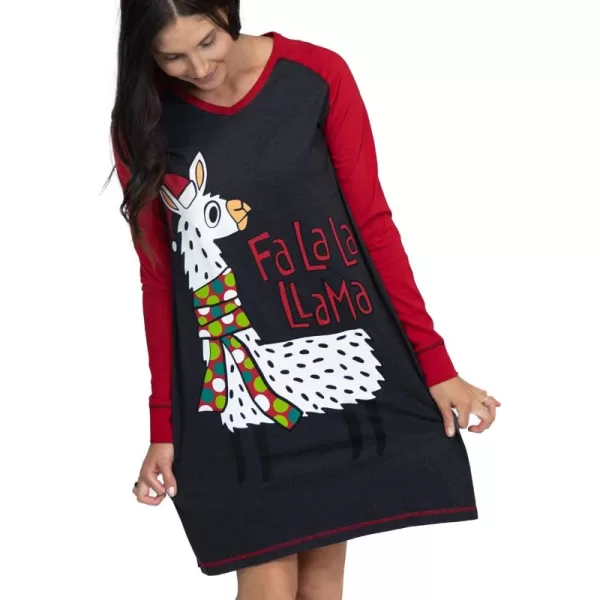 Lazy One VNeck Nightshirts for Women Animal Designs Llama Holiday Christmas FaLallama SM