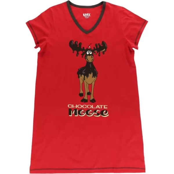 Lazy One Womens Nightgown Funny VNeck Sleep Shirt for Women Bear ampamp Moose Pajama ShirtsChocolate Moose Nightshirt