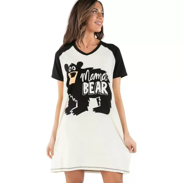 Lazy One Womens Nightgown Funny VNeck Sleep Shirt for Women Bear ampamp Moose Pajama ShirtsMama Bear Nightshirt