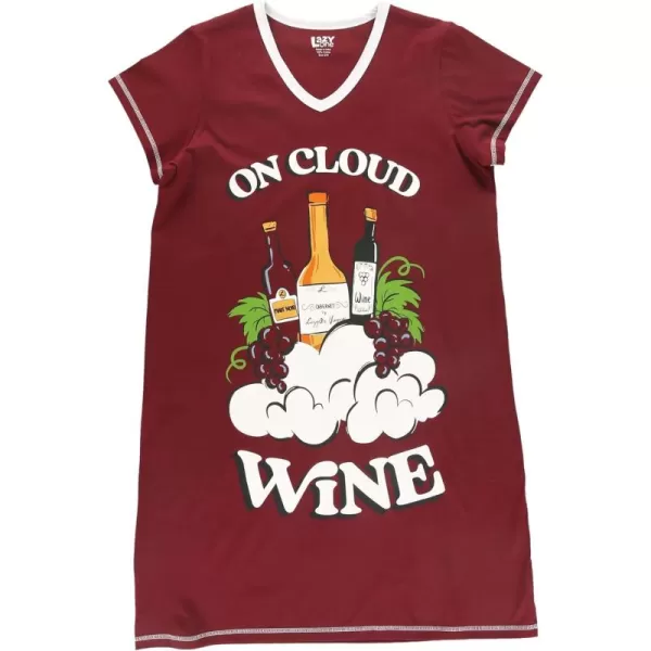Lazy One Womens Nightgown Funny VNeck Sleep Shirt for Women Novelty Pajama ShirtsCloud Wine Nightshirt