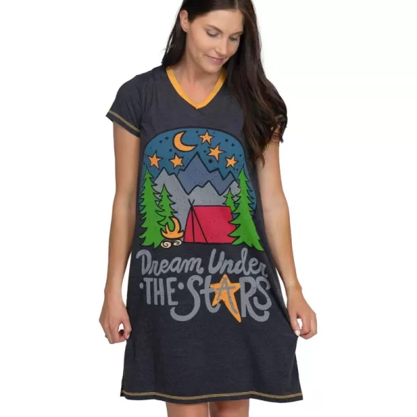 Lazy One Womens Nightgown Funny VNeck Sleep Shirt for Women Novelty Pajama ShirtsDream Under the Stars Nightshirt